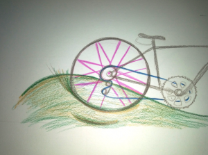 sketch of bicycle wheel